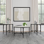 Home & Sleep Outlet - Hermas 3-piece Round Marble Coffee and End Table Set White