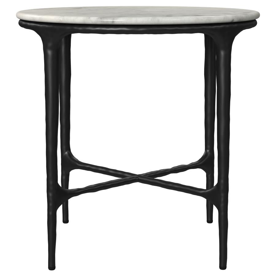 Home & Sleep Outlet - Hermas 3-piece Round Marble Coffee and End Table Set White