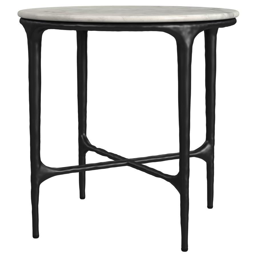 Home & Sleep Outlet - Hermas 3-piece Round Marble Coffee and End Table Set White
