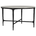 Home & Sleep Outlet - Hermas Round Genuine Marble Top Metal Coffee Table White