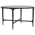Home & Sleep Outlet - Hermas Round Genuine Marble Top Metal Coffee Table White