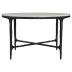 Home & Sleep Outlet - Hermas Round Genuine Marble Top Metal Coffee Table White