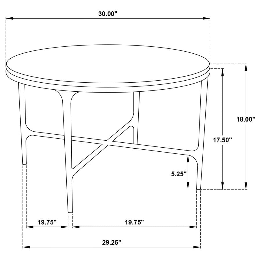 Home & Sleep Outlet - Hermas Round Genuine Marble Top Metal Coffee Table White