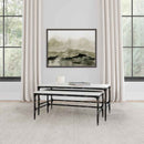 Ebby 2-piece Genuine Marble Top Nesting Coffee Tables White