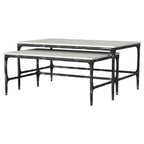 Home & Sleep Outlet - Ebby 2-piece Genuine Marble Top Nesting Coffee Tables White