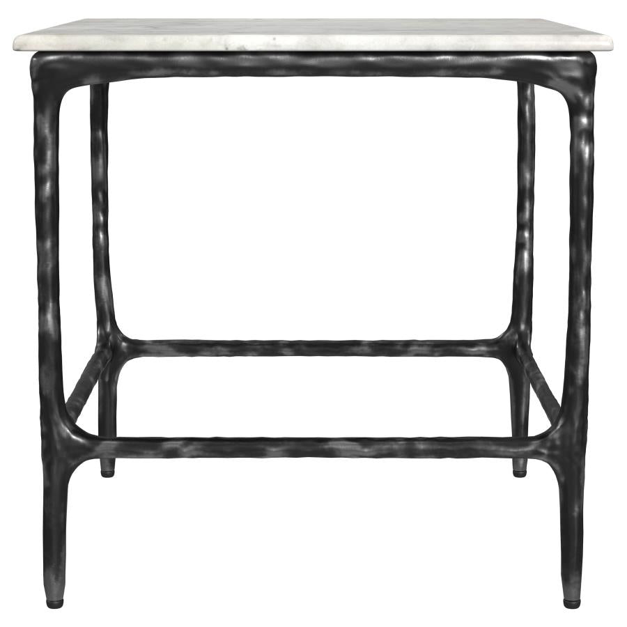 Home & Sleep Outlet - Ebby Square Genuine Marble Top Metal End Table White
