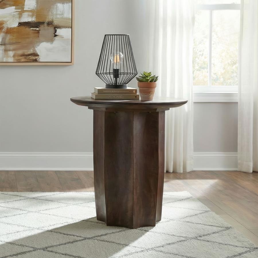 Home & Sleep Outlet - Cayenne Solid Mango Wood Accent Side End Table Walnut