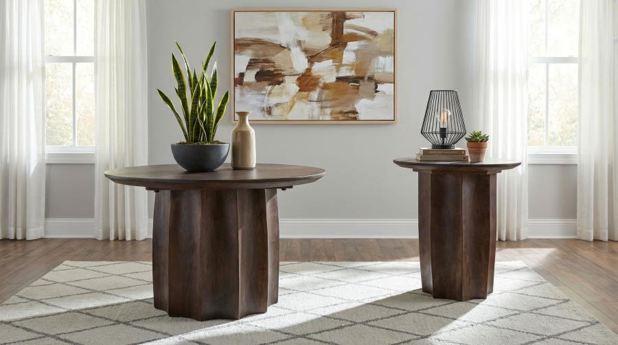Home & Sleep Outlet - Cayenne Solid Mango Wood Accent Side End Table Walnut