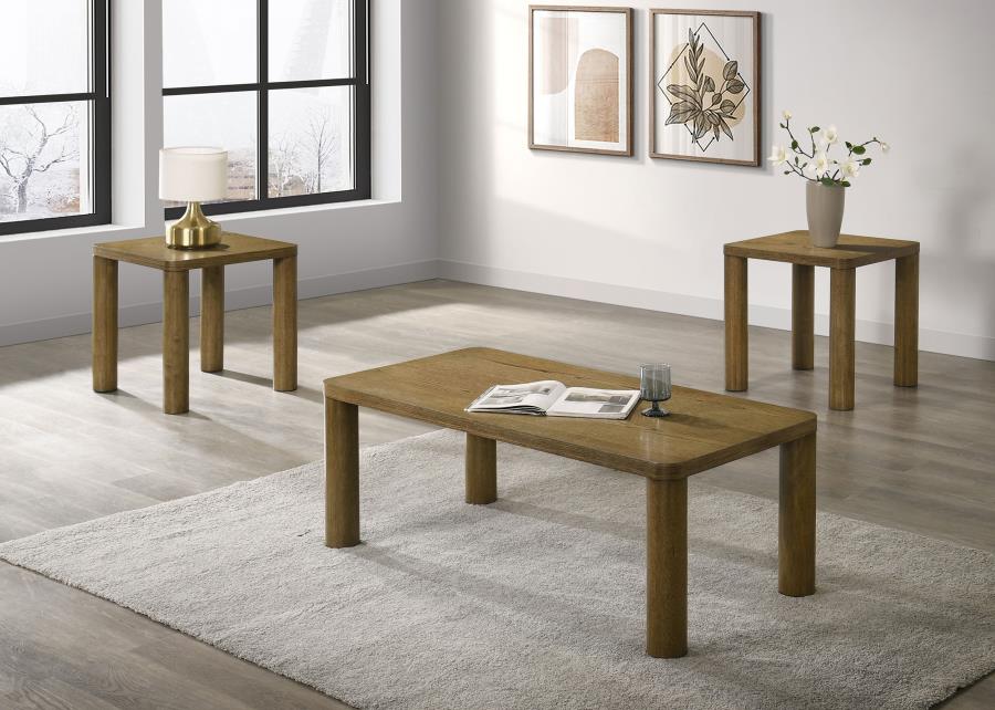 Home & Sleep Outlet - Castlewood 3-piece Cocktail Coffee Table Set Brown Oak
