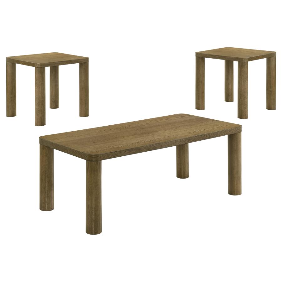 Home & Sleep Outlet - Castlewood 3-piece Cocktail Coffee Table Set Brown Oak