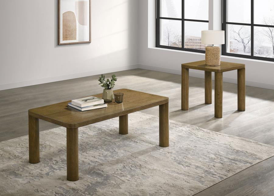 Home & Sleep Outlet - Castlewood Engineered Wood Cocktail Coffee Table Brown Oak