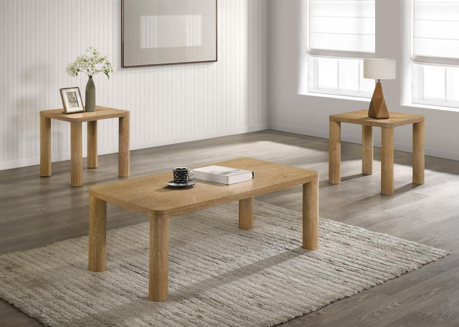 Home & Sleep Outlet - Castlewood 3-piece Cocktail Coffee Table Set Light Oak