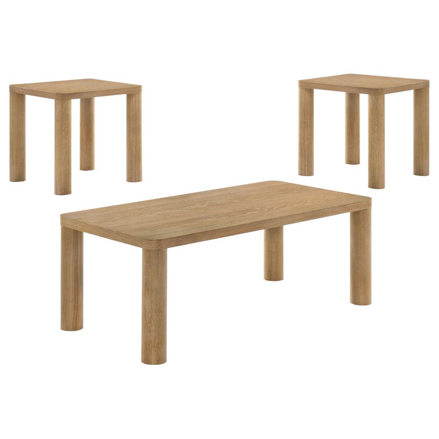 Home & Sleep Outlet - Castlewood 3-piece Cocktail Coffee Table Set Light Oak