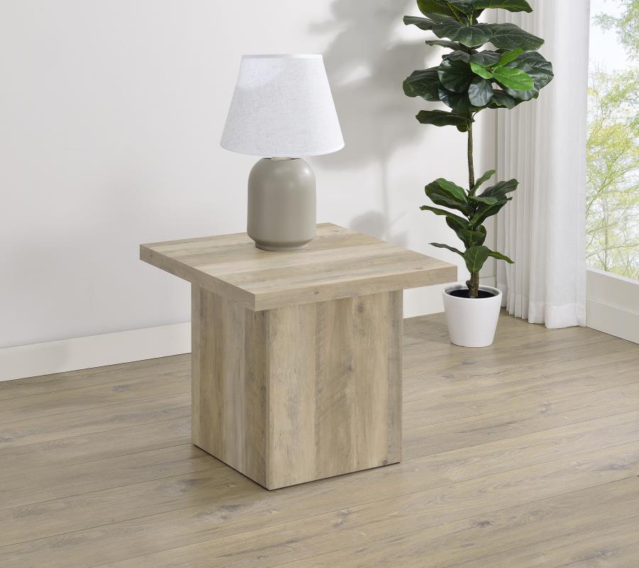 Home & Sleep Outlet - Devar Square Engineered Wood End Table Distressed Pine