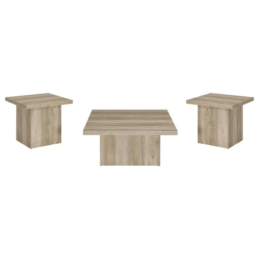 Home & Sleep Outlet - Devar 3-piece Square Coffee End Table Set Distressed Pine