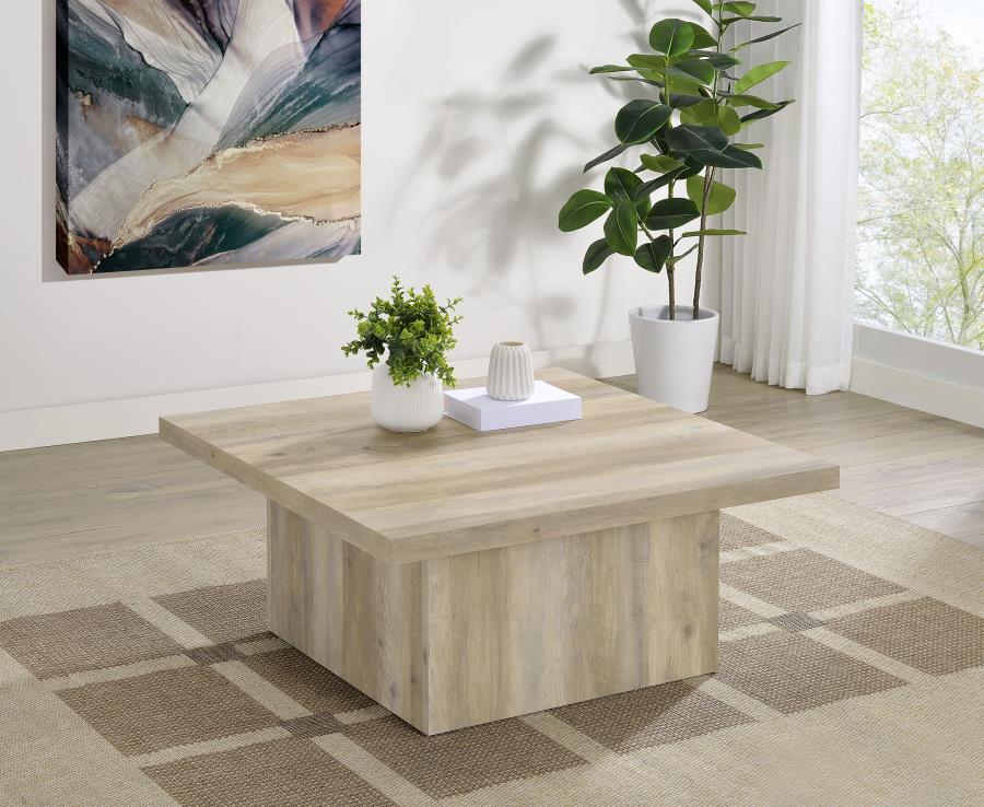 Home & Sleep Outlet - Devar Square Engineered Wood Coffee Table Distressed Pine