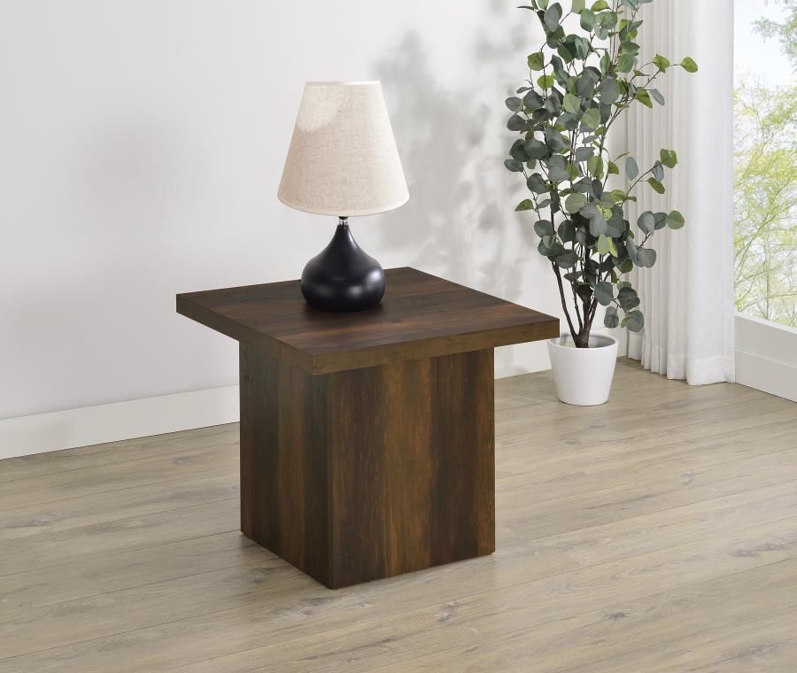 Home & Sleep Outlet - Devar Square Engineered Wood Side End Table Dark Pine