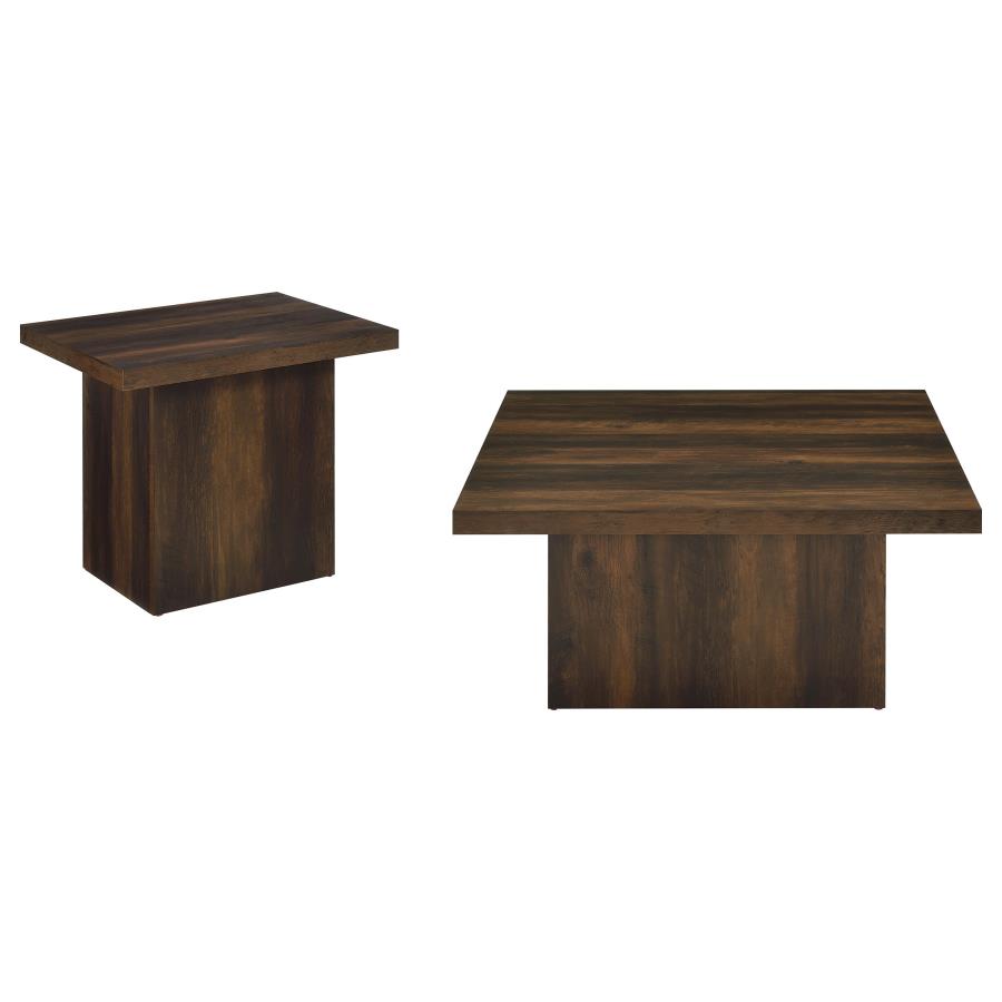 Home & Sleep Outlet - Devar 2-piece Square Coffee and End Table Set Dark Pine