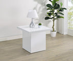 Home & Sleep Outlet - Devar Square Engineered Wood Side End Table White High Gloss