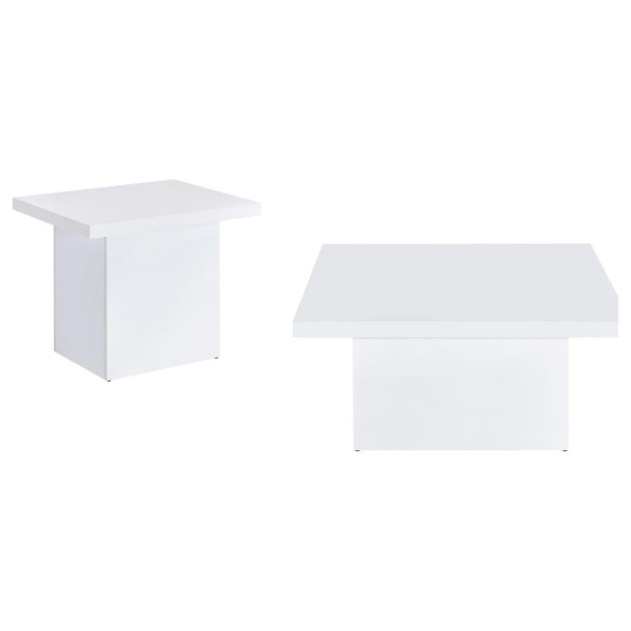 Home & Sleep Outlet - Devar 2-piece Square Coffee End Table Set White High Gloss