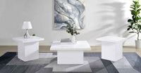 Devar 3-piece Square Coffee End Table Set White High Gloss
