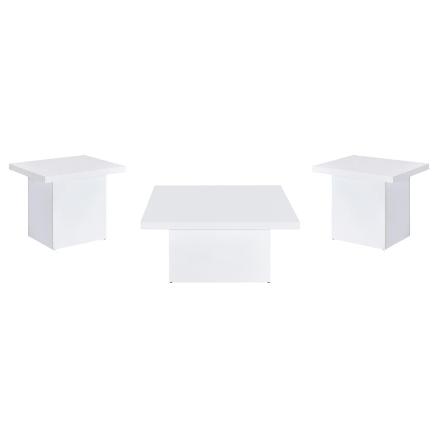 Home & Sleep Outlet - Devar 3-piece Square Coffee End Table Set White High Gloss