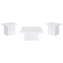 Devar 3-piece Square Coffee End Table Set White High Gloss