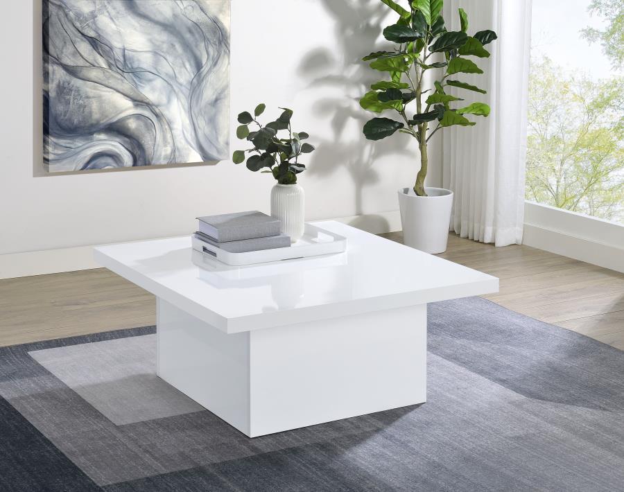 Home & Sleep Outlet - Devar Square Engineered Wood Coffee Table White High Gloss