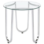 Home & Sleep Outlet - Beller Round Tempered Glass Top End Side Table Chrome