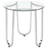 Beller Round Tempered Glass Top End Side Table Chrome