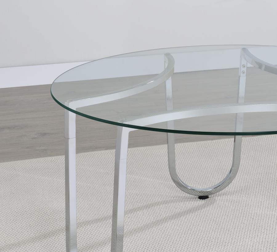 Home & Sleep Outlet - Beller Round Tempered Glass Top End Side Table Chrome