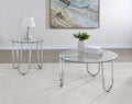Home & Sleep Outlet - Beller 2-piece Round Tempered Glass Top Coffee Table Set Chrome