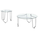 Beller 2-piece Round Tempered Glass Top Coffee Table Set Chrome