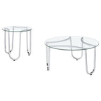 Home & Sleep Outlet - Beller 2-piece Round Tempered Glass Top Coffee Table Set Chrome