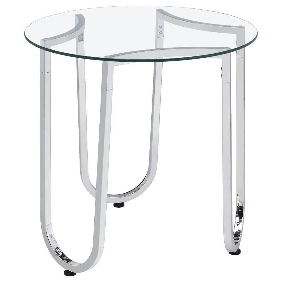 Home & Sleep Outlet - Beller 2-piece Round Tempered Glass Top Coffee Table Set Chrome