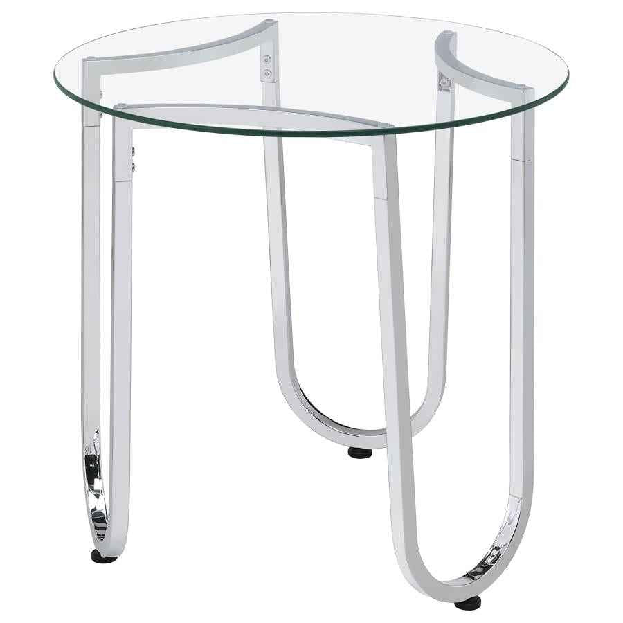 Beller 2-piece Round Tempered Glass Top Coffee Table Set Chrome
