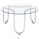 Beller 2-piece Round Tempered Glass Top Coffee Table Set Chrome