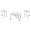 Beller 3-piece Round Tempered Glass Top Coffee Table Set Chrome