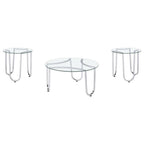 Home & Sleep Outlet - Beller 3-piece Round Tempered Glass Top Coffee Table Set Chrome