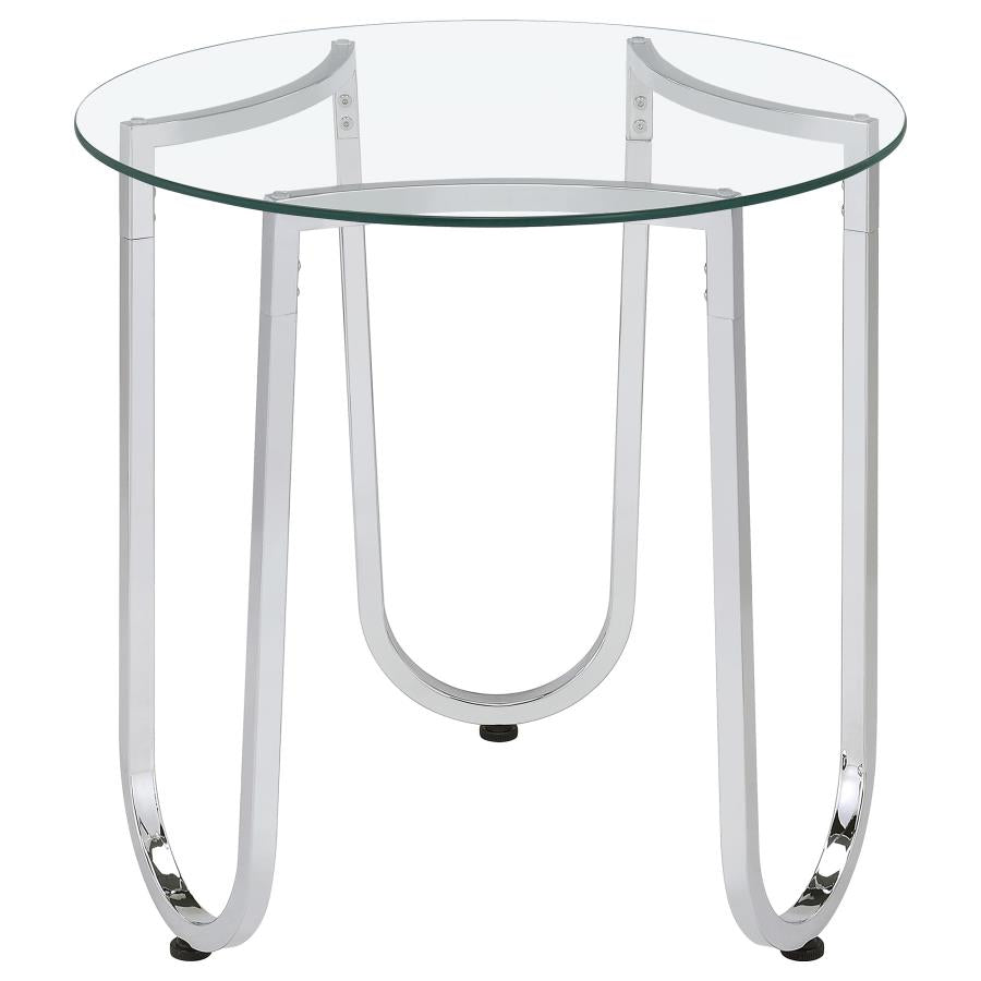 Home & Sleep Outlet - Beller 3-piece Round Tempered Glass Top Coffee Table Set Chrome
