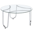Beller 3-piece Round Tempered Glass Top Coffee Table Set Chrome