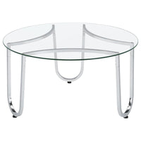 Beller 3-piece Round Tempered Glass Top Coffee Table Set Chrome