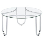 Home & Sleep Outlet - Beller 3-piece Round Tempered Glass Top Coffee Table Set Chrome