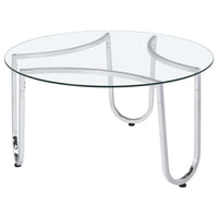 Beller 3-piece Round Tempered Glass Top Coffee Table Set Chrome