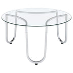 Home & Sleep Outlet - Beller 3-piece Round Tempered Glass Top Coffee Table Set Chrome