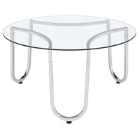 Beller 3-piece Round Tempered Glass Top Coffee Table Set Chrome