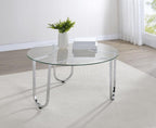 Home & Sleep Outlet - Beller Round Tempered Glass Top Cocktail Coffee Table Chrome