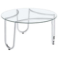 Home & Sleep Outlet - Beller Round Tempered Glass Top Cocktail Coffee Table Chrome