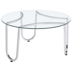 Home & Sleep Outlet - Beller Round Tempered Glass Top Cocktail Coffee Table Chrome