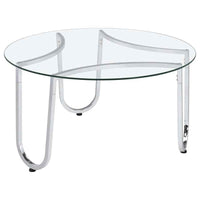 Beller Round Tempered Glass Top Cocktail Coffee Table Chrome